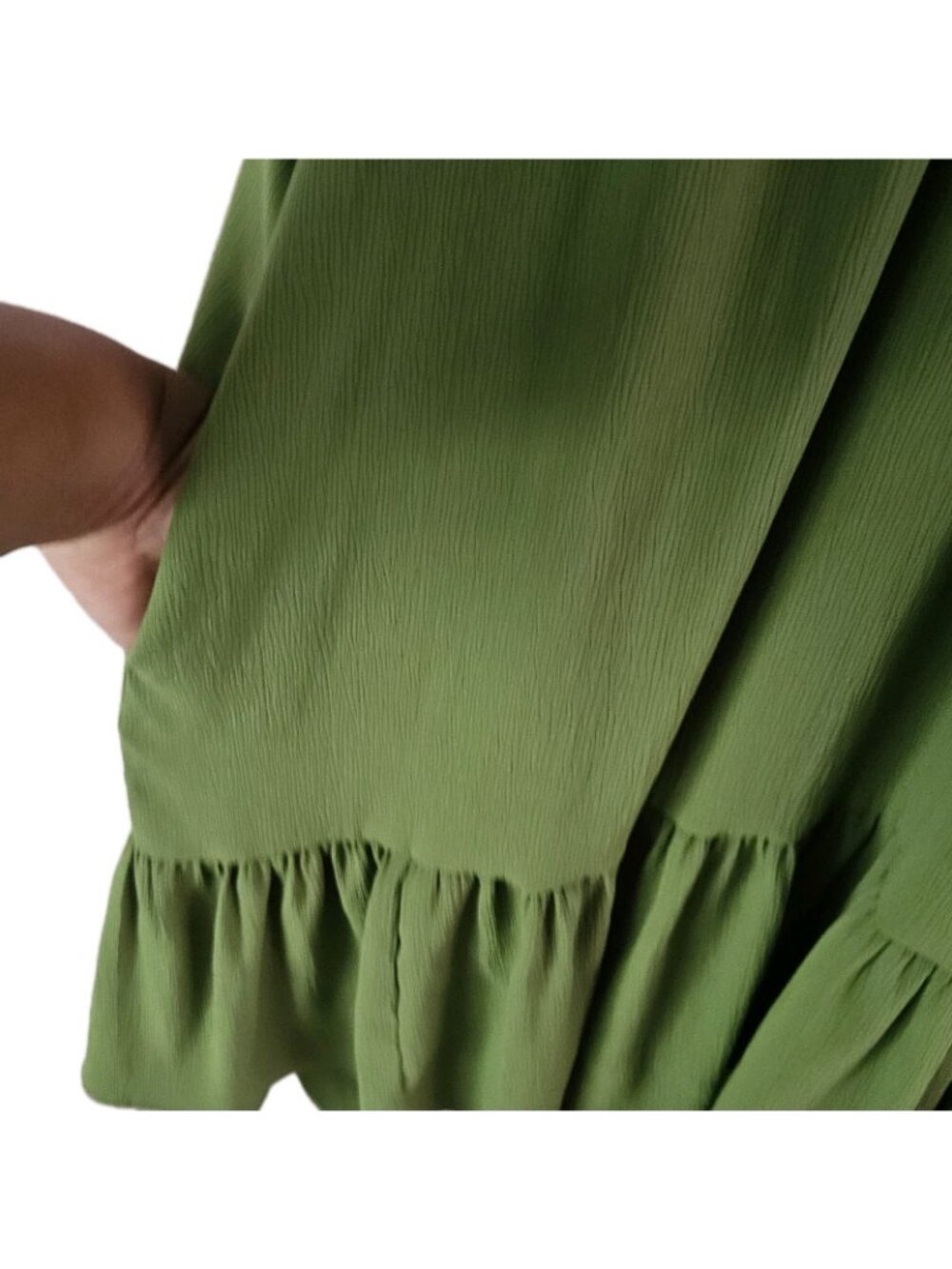 Scoop Olive Green Tiered Midi Dress Boho Flowy Tie Back Sleeveless Plus Size 16 - Picture 5 of 5